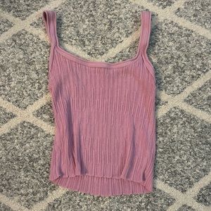 Ribbed Pink Knit Cropped Tank